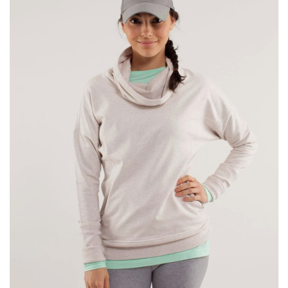 Lululemon Rest Day Pullover in Dune Cream Sweater Long Sleeve Cowl Neck Pockets